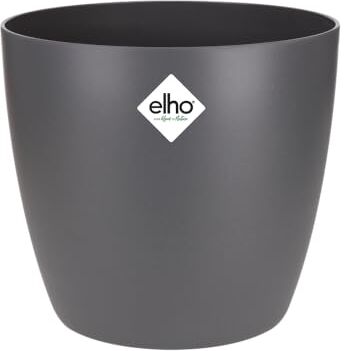 Elho Brussels Round Mini Vaso di Fiori, Antracite, 25.1x25.1x23.1 cm