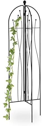 Relaxdays Supporto per Rampicanti, HLP: 148 x 37 x 37 cm, Sostegno per Piante e Fiori, Rose da Giardino, in Ferro, Nero, 100%