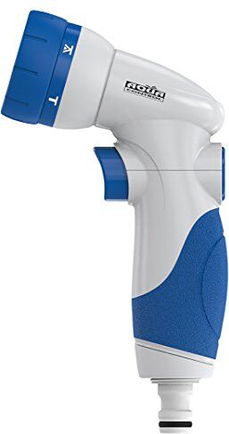 Aqua Control Pistola One-Touch, Colore Blu Bianco, Pistola di irrigazione per Tubo con Attacco Standard, gestita con 2 Dita. Spruzzatore ergonomico Molto Facile da maneggiare.