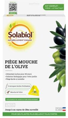 Solabiol Anti Mosca per Olivier   Lotta contro la Mosca dell'Oliva   Lotta responsabile   100% di origine naturale   Utilizzabile in agricoltura biologica   Made in France   SOPIOLIVEN