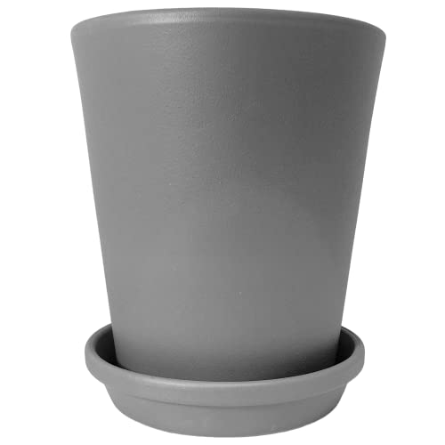 Meliflor Vasi in ceramica con piatto, grigio, 30x34cm