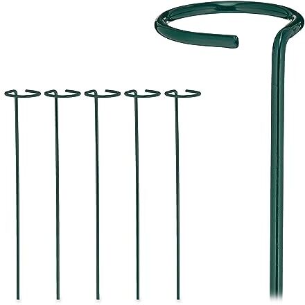 Relaxdays Bastoncini per Piante in Metallo, Set da 6 Ausili per Rampicanti, Supporti Piantine, L: 40 cm, Verde Scuro, Acciaio, 40 x 6 x 6 cm