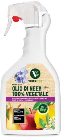 VerdeVivo Olio di Neem 100% Vegetale, Pronto all'Uso. Ideale per il controllo della proliferazione di parassiti e insetti su orticole, piante da frutto e ornamentali