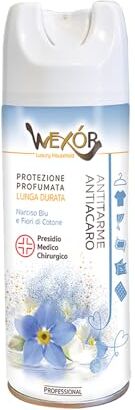 Avilia WEXOR Spray Protezione Antitarme e Antiacaro Profumato Deodorante Spray Antitarme Profumato con Narciso Blu e Fiori di Cotone, 400ml