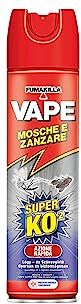 Vape , Mosche e Zanzare Spray, Insetticida per Zanzare e mosche, Adatto per l'Uso Domestico, Ideale per Eliminare Zanzare e Mosche, Innocuo su Fiori e Piante, 400 ml