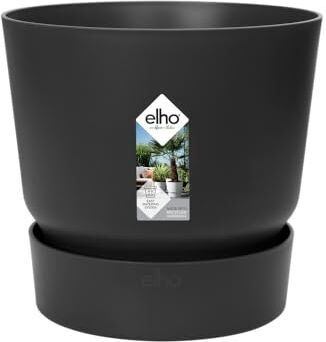 Elho Greenville Pflanztopf Ø25 cm Vaso per Piante, Nero