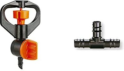 Claber 91250 Micro irrigatore 360° regolabile, 5 pezzi & 7806015 Accessori Rainjet Goccia 2 Raccordi a 3 Vie