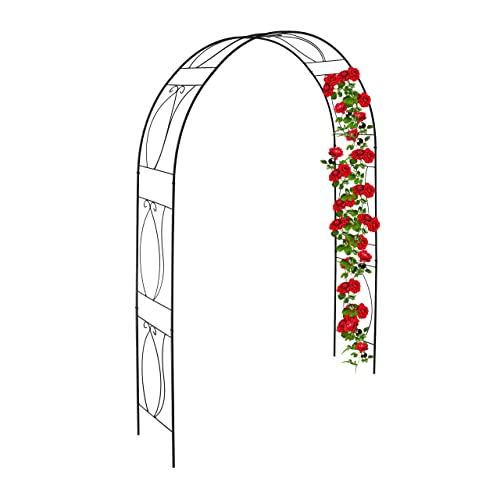 Relaxdays Arco per Rampicanti da Giardino, Sostegno in Ferro per Rose, 233x172x35 cm, Supporto Vintage per Piante, Nero, 100%