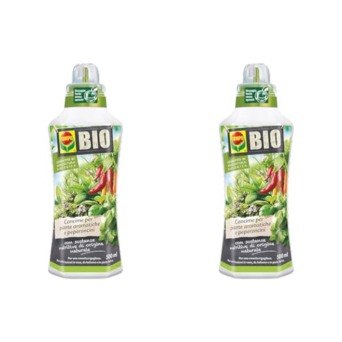 Compo BIO Concime Liquido per Piante Aromatiche e Peperoncini, Consentito in agricoltura biologica, 500 ml (Confezione da 2)