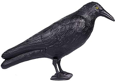 Yomiro Scultura di Corvo Nero Scaccia Piccioni Dissuasori per Piccioni Repellente per Piccioni Dissuasore Piccioni Spaventa Uccelli Allontanare i Piccioni Spaventapasseri Decorazione (Corvo Nero)