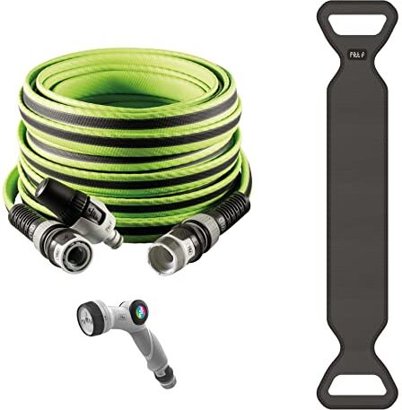 FITT FORCE PLUS 1/2" 15m Kit con Tubo Acqua da Giardino Leggero e Resistente per Uso Intensivo con Lancia, Pistola Multigetto, Lime