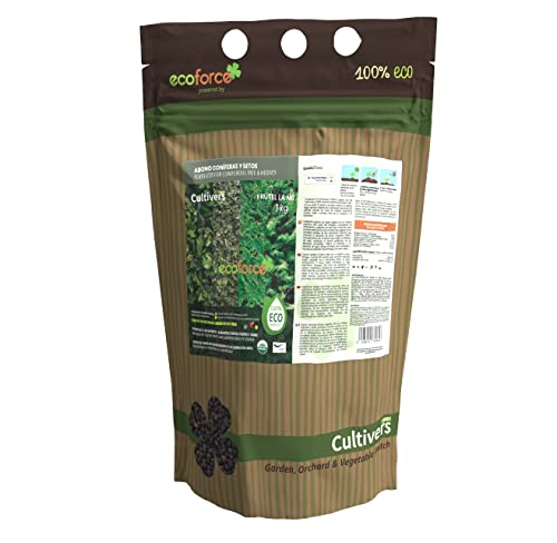 CULTIVERS Fertilizzante ecologico conifere e siepi 1 Kg (pini, abeti rossi, cipressi e tuia). Origine 100% biologica e naturale con alta concentrazione di NPK