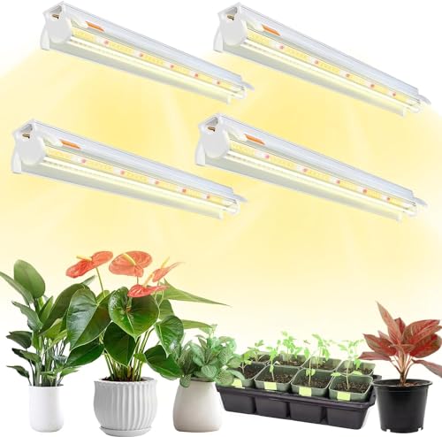 Niello T5 2pack* 2pcs Lampada per Piante, Full Spectrum 42CM lampade LED Coltivazione, Lampada per coltivazione di piante con riflettore / Design a catena a margherita per semina,scaffali di coltivazione