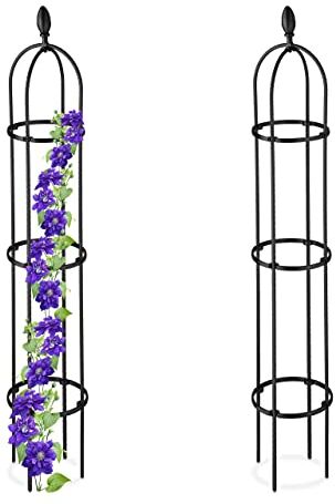 Relaxdays Set da 2 Obelischi per Rampicanti, Graticolato per Piante, Rose, Edere, Accessori da Giardino, Metallo, Nero, 90% Acciaio 10% plastica