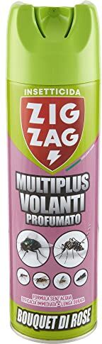 ZIG-ZAG Zig Zag, Insetticida, Mosche e Zanzare, Insetticida Spray Anti Zanzare, Insetticida Mosche e Zanzare al profumo di Bouquet di Rose, deodora l'ambiente, non macchia, formato 500 ml