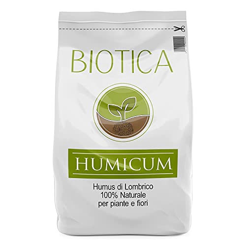 BIOTICA Humus di lombrico Terriccio 100% biologico italiano  25 Litri Fertilizzante Naturale, Concime per Piante, Fiori e Orto