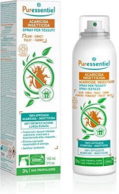 Puressentiel Spray Acaricida Insetticida Presidio Medico Chirurgico Per Tessuti Efficacia Scientificamente Provata Anti Reinfestazione a lunga durata 0% gas propulsore 150 ml, 1