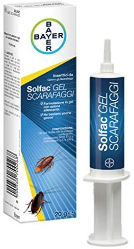 Bayer Solfac Gel Scarafaggi, insetticida ad azione prolungata contro scarafaggi, blatte, cimici, ragni, pulci. Siringa pronta all’uso per infestazioni medie e forti