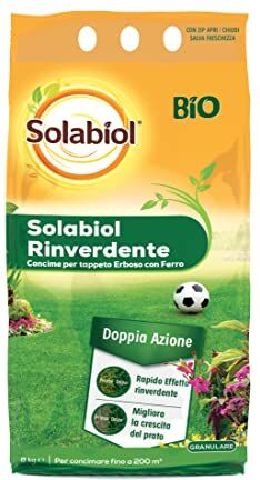 Solabiol Concime Granulare Biologico Rinverdente per Tappeto Erboso. 8Kg