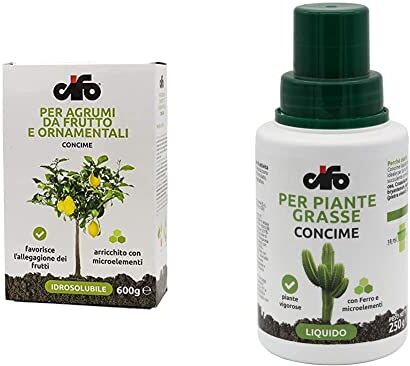 Cifo Concime idrosolubile per agrumi da frutto e ornamentali 600 g & Concime Liquido piante grasse 200 ml