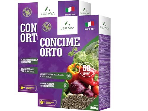 LERAVA ® Concime Universale 2x800g concime organico migliora la fertilità del suolo e promuove la crescita delle piante Fertilizzante per piante nell'orto, giardino e in vaso 100% Made in Italy