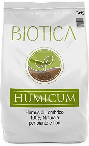 BIOTICA Humus di lombrico 100% biologico italiano  25 Litri Fertilizzante Naturale, Terriccio, Concime per Piante, Fiori e Orto