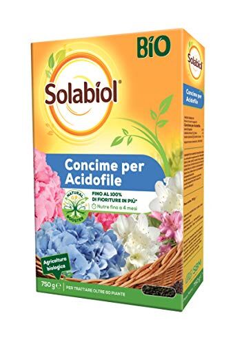 Solabiol Concime Biologico Granulare Acidofile con Tecnologia Natural Booster per favorire lo sviluppo dell’apparato radicale e avere fino al 100% di fioriture in più. 750g