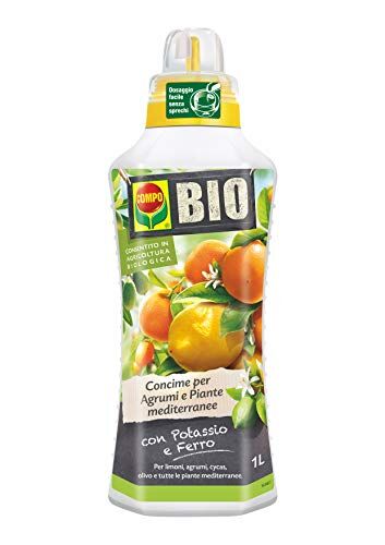 Compo BIO Concime Liquido per Agrumi e Piante Mediterranee, Con Potassio e Ferro, Con tappo dosatore, 1 litro