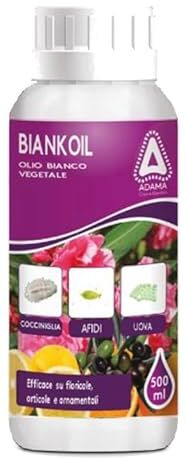 Adama Minerals ADAMA BIANKOIL Olio Bianco 500ml Olio Bianco Per Cocciniglia Di Origine Vegetale Per colture Orticole e Ornamentali 500ml