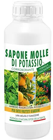 EKO "MADE IN ITALY" Sapone Molle di Potassio 1L per Orto e Frutta, Corroborante Concentrato Efficace su Insetti parassiti melata e fumaggine