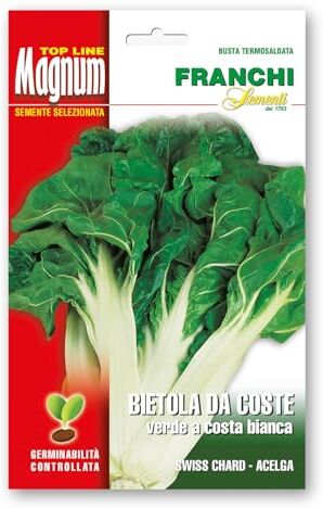 Generic Sementi in busta magnum termosaldata grande per la produzione di ortaggi nell'orto famigliare (Bietola da coste verde a costa bianca, Due buste)