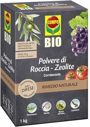 Compo BIO Polvere di Roccia Zeolite, Potenziatore delle Difese delle Piante nei confronti di Insetti e Funghi, 100% Naturale, 1 kg