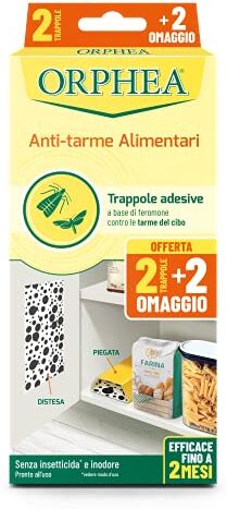 Orphea Antitarme Alimentare, Trappole Adesive Contro Le Tarme Del Cibo, Farfalline, Senza Insetticida E Inodore, 4 unità (Confezione da 1)