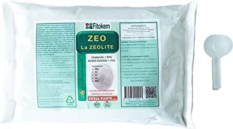 Fitokem Zeolite chabasite Micronizzata 1 Kg Corroborante per piante Insetticida Fungicida Acaricida, Polvere di Roccia per uso Orto Giardino Piante Agricoltura biologica