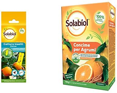 Solabiol Cattura Insetti con feromone per Piante di agrumi, 5 trappole & Concime granulare Biologico per agrumi, 750 gr