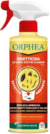 Orphea , Insetticida Spray, Ampio Spettro d'Azione, Contro Formiche, Scarafaggi, Acari, Pulci, Centopiedi, Mosche, Zanzare, 500 ml