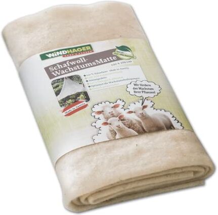 Windhager Crescita Pile Ecologica, Coperta Freddo, Protezione dal Gelo per Piante, Tappetino in Feltro di Lana di Pecora, 2 x 1 m, 90 g/m², , Bianco