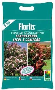 FLORTIS CONCIME GRANULARE SEMPREVERDI E SIEPI 5 KG  PROTEZIONE CONCIME PIANTE GIARDINO