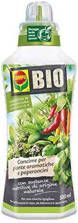 Compo BIO Concime Liquido per Piante Aromatiche e Peperoncini, Consentito in agricoltura biologica, 500 ml