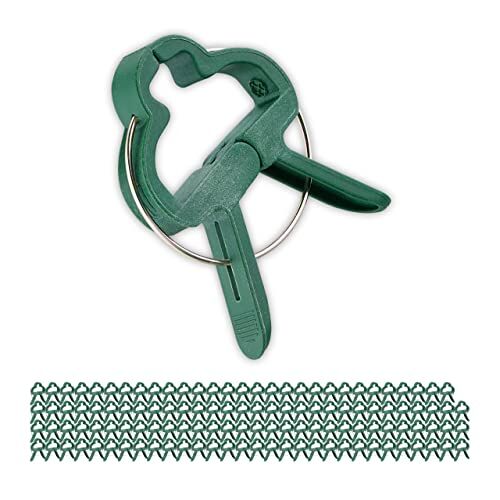 Relaxdays Mollette per Orchidee, Set da 120, Clip per Piante Rampicanti, LxP 4,5x6 cm, Ganci a Pinza per Pomodori, Verde, 80% plastica 20% Ferro, 1 x 4.5 x 6 cm