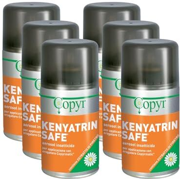 Generic COPYR KENYATRIN SAFE Insetticida Pronto all'uso contro Insetti volanti, mosche e zanzare, bombola da 250 ml (6 Bombolette)