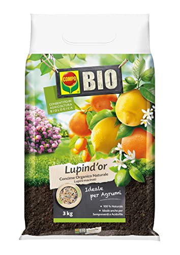 Compo BIO Lupind’or, Concime Organico Naturale, Per Agrumi, Sempreverdi e Acidofile, 3 kg