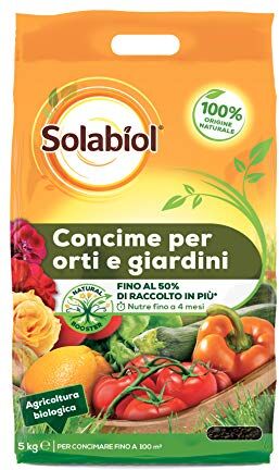 Solabiol Biologico con Tecnologia Natural Booster per favorire Lo Sviluppo radicale e Aumenta la Produzione Orti e Giardini, Concime granulare Marrone, 5 kg