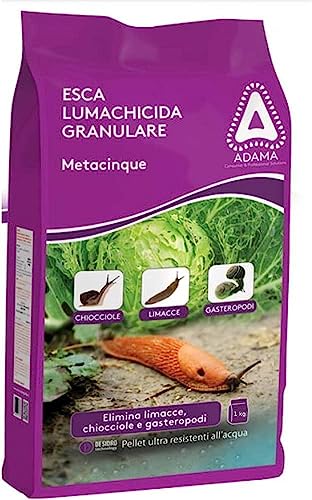 adama Esca LUMACHICIDA GRANULARE METACINQUE 1 kg Elimina limacce, lumache, chiocciole e gasteropodi
