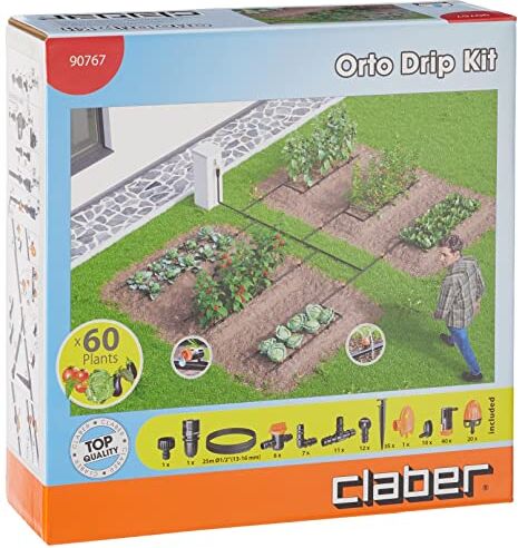 Claber Kit Orto Realizzare impianto irrigazione a Goccia Fino a 60 Piante