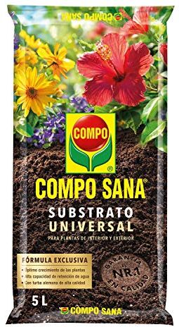 Compo Sana Substrato universale di qualità per piante da interni, terra/giardino, 5 l, 37 x 23 x 5,5 cm, 8,41106E+12