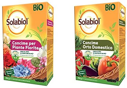 Solabiol Concime Biologico Granulare Piante Fiorite con Tecnologia Natural Booster & Concime granulare Biologico per orto Domestico, 750 gr