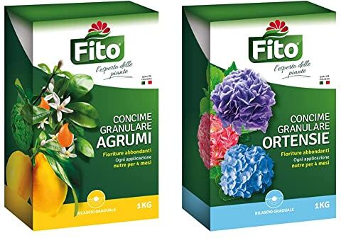 Fito AGRUMI LENTA CESSIONE & Concime granulare Ortensie Azalee e Rododendri, Verde, 14x6x25 cm,