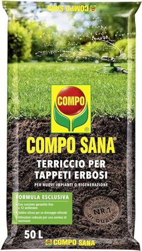 Compo SANA Terriccio per Tappeti Erbosi, Per Nuovi Impianti, Per Manutenzione e Rigenerazione di Manti Erbosi, Sacco 50 L