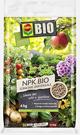 Compo NPK BIO, Concime Universale, Per Piante da Orto e Giardino, In Vaso e Piena Terra, 4 kg